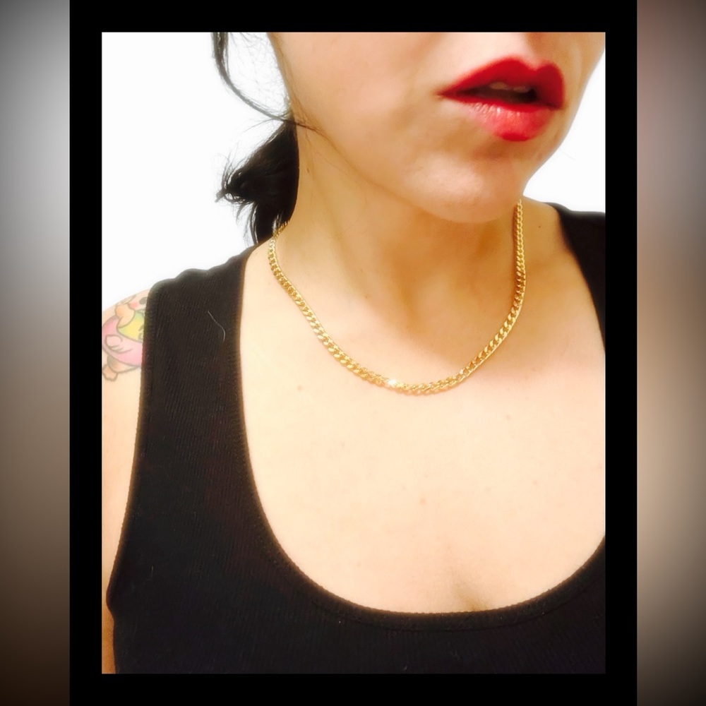 Thick 24k Gold Filled Cuban Curb Necklace Chain, 18” Long, New